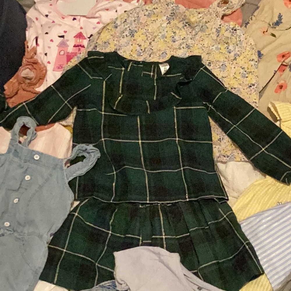 Green Plaid Shirt And Skirt